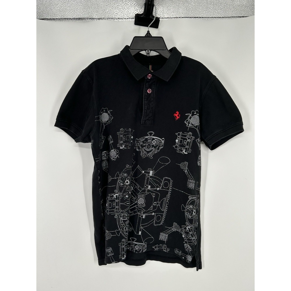 Ferrari Short Sleeve Graphic Polo Shirt Logo AOP All‎ Over Print Mens Large